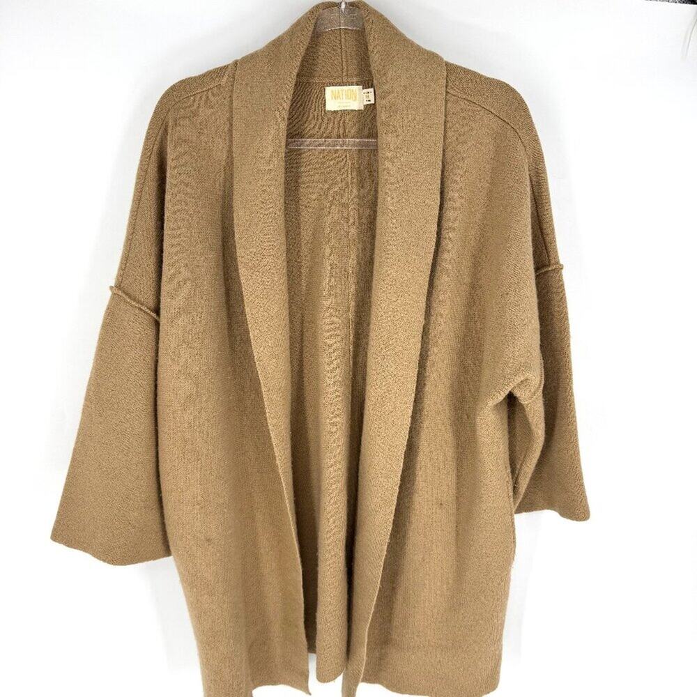 Nation‎ Ltd Open Cardigan Wool Blend Tan Size Medium